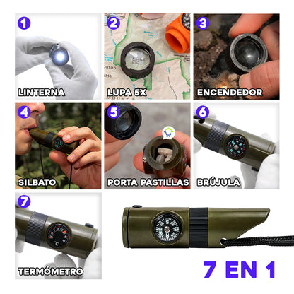 Silbato supervivencia 7 en 1 Herramienta