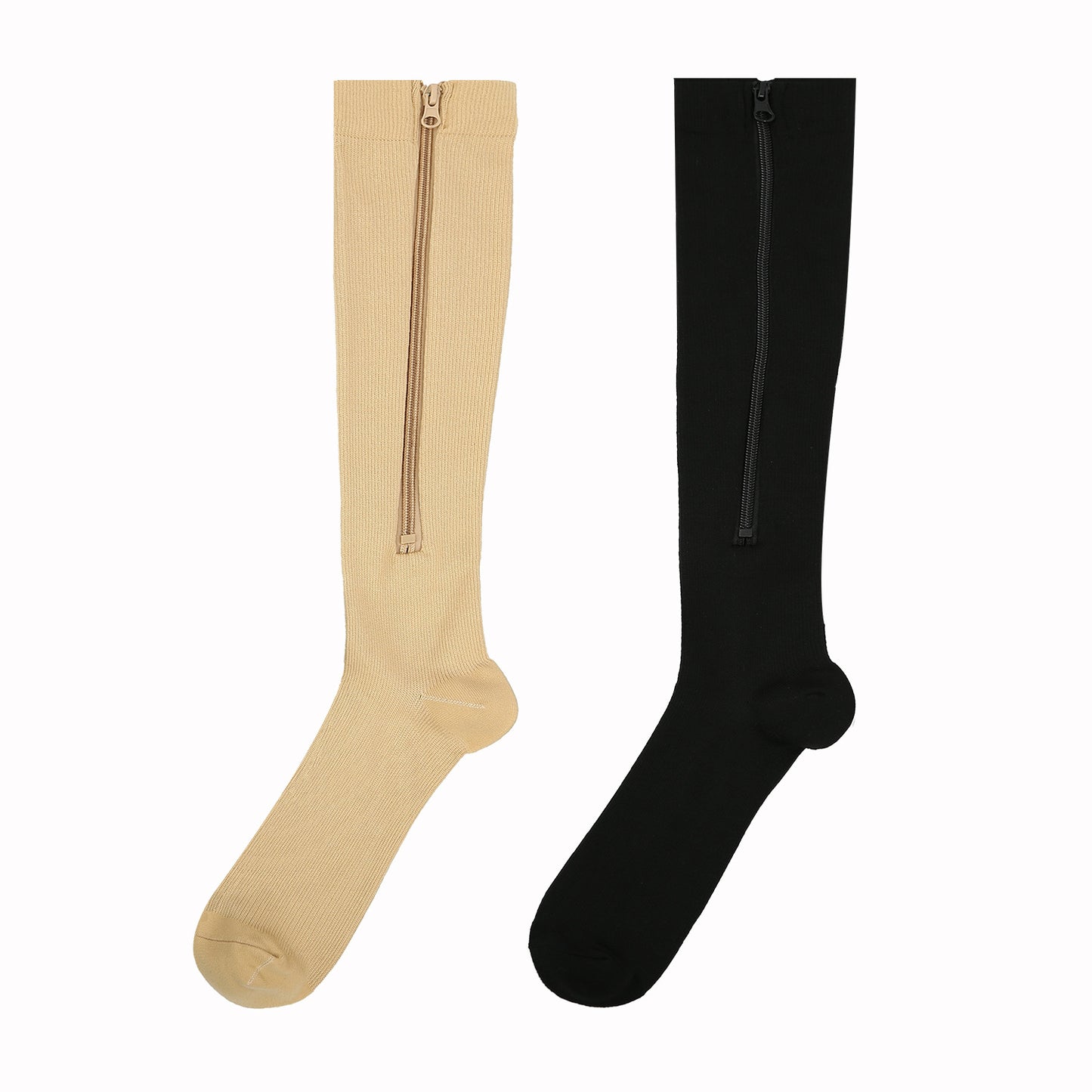 Zip Socks | 2 Pares de medias de compresión para la circulación (negro & beige)