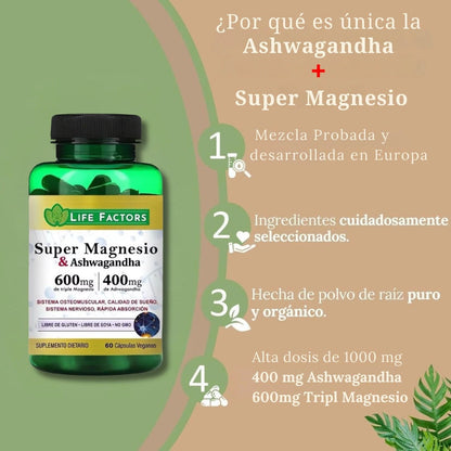 Magnesio de Amplio Espectro Calidad Premium con Ashwagandha